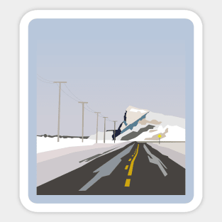 Winter road. Sticker